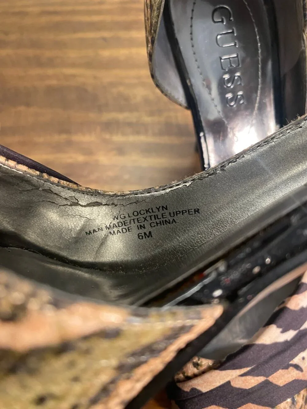 GUESS - Locklyn Snakeskin Animal Print Peep Toe Stiletto Heels - Size 6M